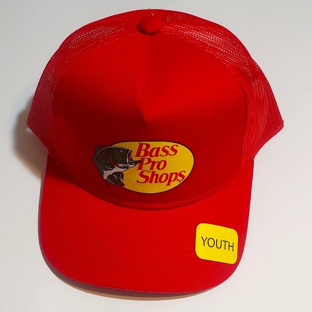 Bass Pro Shops Hat Baseball Hat Meshback Snapback Youth Size Youth Red